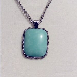 Silver and Turquoise Pendant Necklace